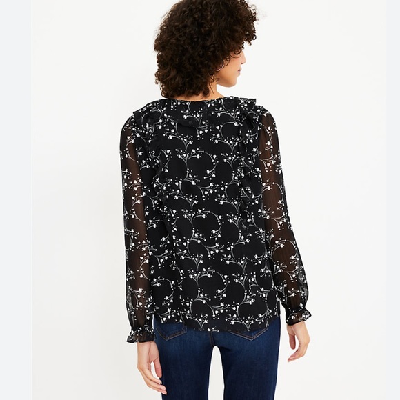 Loft Heart Ruffle Tie Neck Blouse - Picture 12 of 12